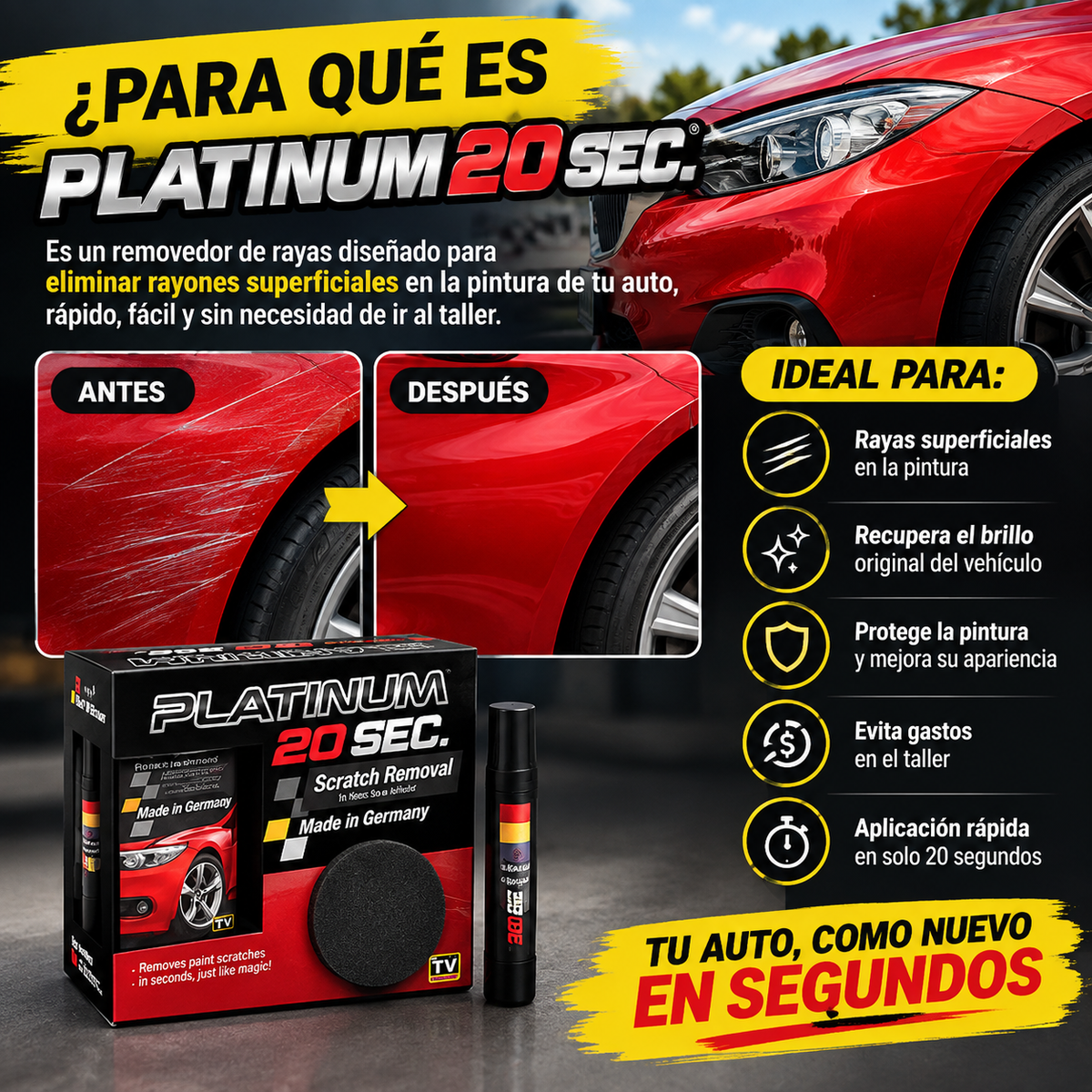 🚘 PLATINUM 20 SEC. – Adiós a los Rayones de tu Auto